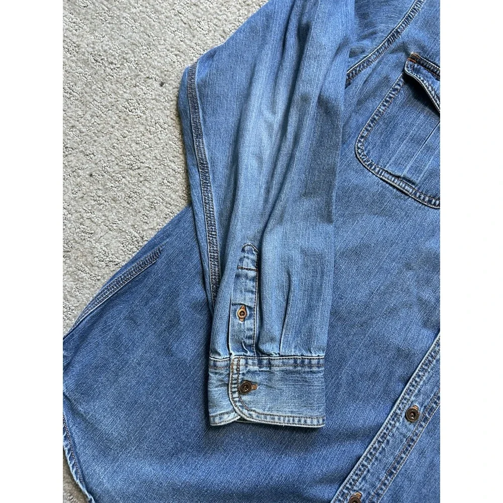 Levi's Vintage Blue Denim Shirt Men's XLT  Brass Button Up Western Work Shirt